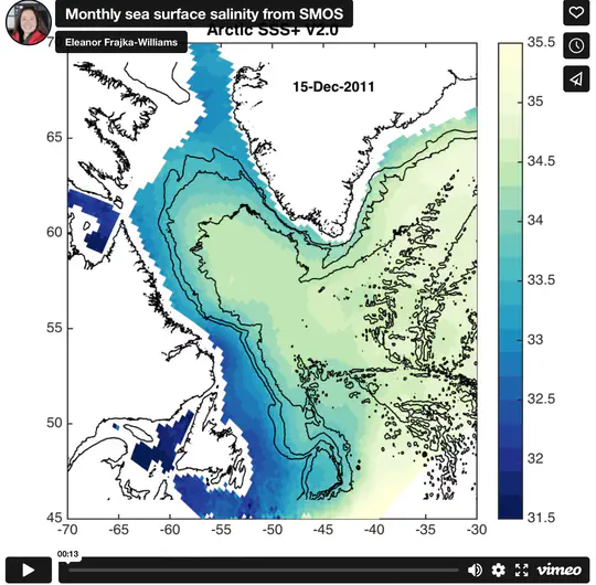 Monthly SSS in the Labrador Sea from SMOS