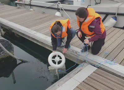 Lowering the drifter off the dock