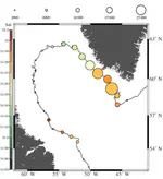 Wind-driven transport of fresh shelf water into the upper 30m of the Labrador Sea